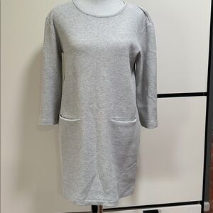 Tahari gray jersey shift dress med